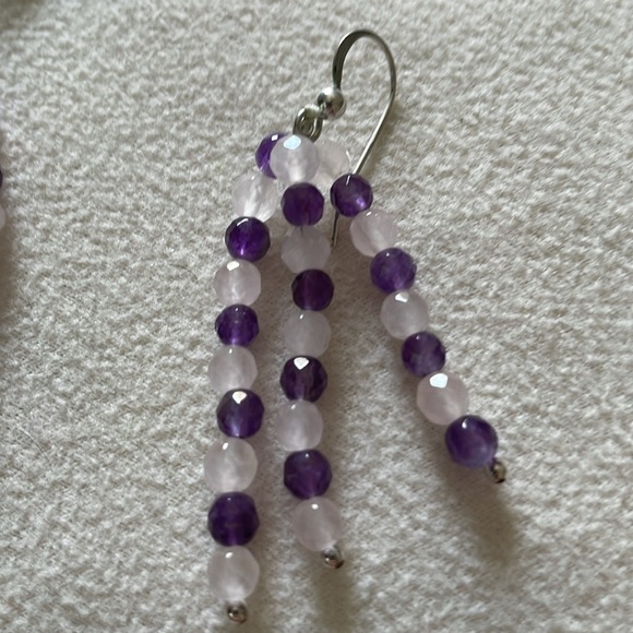 NWT Jay King Mine Finds Amethyst and Agate Drop earring SS - Picture 3 of 4